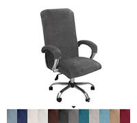 Bestenrose Velvet Office Chair Cover Stretch Computer Desk Armchair Cover Slipcover Replacement Washable Rotating Universal Chair Covers with Arm Cover (grey, Large)
