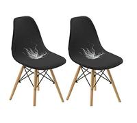Bestenrose Water Resistant Shell Dining Chair Cover Jacquard Stretch Armless Chair Slipcovers Removable Washable Seat Cover for Kitchen Banquet Home Hotel Side Chairs Slipcover (set of 2, Black)