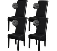 Bestenrose XL Chair Covers for Dining Room Chair Cover Set of 4 PU Waterproof Seat Cover Removable High Back Chair Slipcovers Large Seat Covers Chair Protective for Home Restaurant,Black