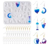Bestewelry 1 pc Cute Cat 3D Making Earring Mold Lazy Cat Theme UV Resin Epoxy Mould with Earring Hooks & Open Jump Rings & Ear Nuts for Epoxy DIY Making Crafts