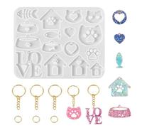 Bestewelry 1 pc Paw Print Theme Silicone Resin Molds Pet House 3D Making Keychain UV Resin Mould Silicone Jewellery Making Casting Molds for Epoxy Crafts Jewelry Making