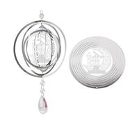 Bestewelry 1 Pc Stainless Steel Connector Charm Hollow Flat Round with Moon Link Charm Etched Metal Embellishments 15x0.3mm for 3D Twisting Wind Chime