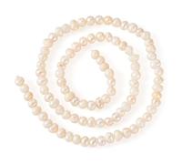 Bestewelry 1 Strand Pearl Bead Natural Cultured Freshwater Pearls Bead White Pearl Beads Oval Shape Pearls Beads for Summer Mother’s Day Bracelet Necklace Earring Ring Jewelry Making
