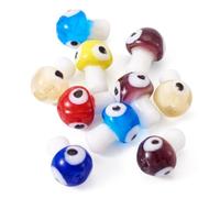 Bestewelry 10 pcs Handmade Mushroom Evil Eye Lampwork Glass Beads Eyes Lampwork Crystal Loose Spacer Bead for DIY Crafts Bracelet Necklace Earring Jewelry Making
