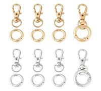 Bestewelry 10 Pcs Lobster Claw Clasps Double Opening Keychain Clasp Replacement Lanyard Snap Hook Alloy Keyrings Clip for DIY Jewelry Making Bags Crafts