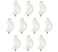 Bestewelry 10 Pcs Natural Shell Moon Shape Pendants with Loops Flat Moon Shell Pendant Charms Gold Plated Seashell Slice Pendants for Necklace Earrings Making DIY Crafts