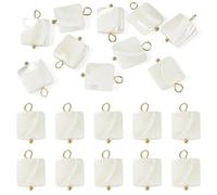 Bestewelry 10 pcs Natural Shell Square Pendants White Shell Square Dangle Charms Seashell Pendants with Loop for DIY Bracelet Necklace Earring Cell Phone Chain Jewellery Making
