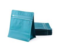 Bestewelry 10 pcs Small Coffee Beans Bags with Valve Resealable Coffee Zipper Pouches 14.5x13.5x0.1cm Flat Bottom Standing Storage Bags for Candy Cookies Snacks Packing, Prussian Blue