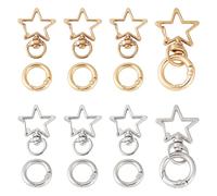 Bestewelry 10 Pcs Star Swivel Keychain Clasp Double Opening Key Chain Clip Snap Hooks Alloy Spring Gate Rings for Lanyards DIY Crafts Jewelry Making