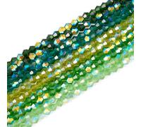 Bestewelry 10 Strands Faceted Glass Beads 4.5x4mm Green Bicone Crystal Glass Beads Loose Spacer Beads for Bracelets Earring Jewelry Making Bag Decoration
