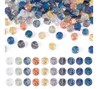 Bestewelry 100 pcs Rose Glass Beads Flat Flower Crystal Glass Bead Loose Spacer Bead for Floral Theme Bracelets Necklace Earring Jewelry Making Home Decoration