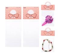 Bestewelry 100 Sets Jewelry Package Bags with Cute Cartoon Pattern Printed Paper Foldable Cards for Small Business 3.9x2.3 Inch Jewelry Packaging Pouch for Bracelets Earring - Light Salmon