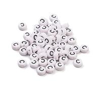 Bestewelry 100pcs Acrylic Alphabet Beads Initial Letter C Loose Beads 7mm White Flat Round Letter Spacer Beads for Name Bracelet Jewelry Making