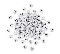 Bestewelry 100pcs Acrylic Alphabet Beads Initial Letter L Loose Beads 7mm White Flat Round Letter Spacer Beads for Name Bracelet Jewelry Making