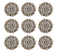Bestewelry 100Pcs Iron Flat Round Filigree Links 35.5mm Multi-Strand Joiners Links Big Hollow Connectors Charms for Jewellery Making (Antique Bronze)