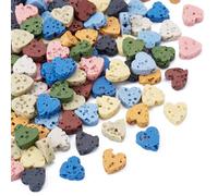 Bestewelry 100Pcs Lava Rock Stone Beads Colorful Volcanic Gemstone Heart Beads Heart Shape Essential Oil Diffuser Bead for DIY Earrings Bracelet Necklace Crafts Jewelry Making
