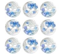 Bestewelry 10Pcs 13mm Resin Buttons - Flat Round 2 Holes With Dried Flower Transparent Floral for DIY Crafts Sewing Shirts Clothes Skirts Hat Scarves - Blue