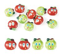 Bestewelry 10Pcs Red Green Apple Ceramic Beads Cute Fruit Porcelain Spacer Beads for DIY Jewelry Making Bracelet Earring Necklace Craft Supplies