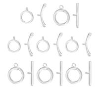 Bestewelry 10Pcs Toggle Jewelry Clasps Connectors Platinum Round Ring Toggle Clasps 2 Styles T Bar Brass Clasp for Jewelry Making DIY Bracelet Necklace