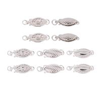 Bestewelry 12 Sets Brass Horse Eye Filigree Box Clasps 2-Holes Hollow Jewelry Connectors 6 Styles for DIY Bracelet Necklace (Platinum)