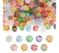 Bestewelry 120 pcs Flower Transparent Glass Beads Sunflower Crystal Spacer Beads AB Color Plated Glass Beads for DIY Bracelet Necklace Earring Jewellery Making