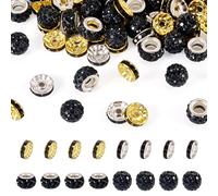 Bestewelry 120Pcs 4 Styles Rhinestone Beads Set - 10mm Pave Disco Ball Clay Beads - Black