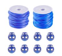 Bestewelry 15 m PVC Tubular Synthetic Rubber Cord 2mm 3mm Tubing Knitting Barber Cord with Plastic Cord Locks for Knitting Craft Holding Stitches Jewelry Making, Marine Blue