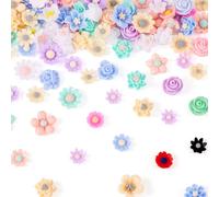 Bestewelry 150 pcs Blooming Flower Cabochons Colorful Resin Rose No Hole Flatback Embellishments for Nail Arts Decoration DIY Jewelry Making