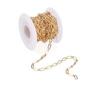 Bestewelry 16.4 Feet Real 18K Gold Plated Brass Figaro Chains 9x3x1.1mm Soldered Ring and Oval Link Chains with Spool for DIY Bracelet Necklace Earring Jewelry Making