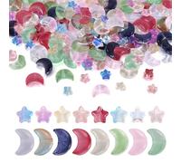Bestewelry 160 pcs Crescent Moon Glass Charms Beads Star Crystal Glass Beads Loose Spacer Beads for DIY Bracelet Necklace Earring Jewellery Making