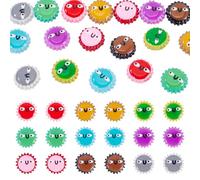 Bestewelry 18 pcs Sunflower Handmade Lampwork Beads 15 mm Flat Round with Happy Face Enamel Lampwork Bead Flower Bead for Women Earring Bracelet Necklace Jewelry Making