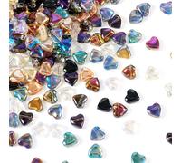 Bestewelry 180 pcs Love Heart Glass Bead 8x8x4mm Crystal Beads Flat Sweet Heart Beads for Valentine’s Day DIY Bracelet Necklace Keychain Jewellery Making