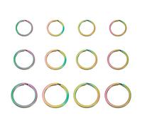 Bestewelry 18pcs Split Rings Rainbow Color 304 Stainless Steel Split Key Rings Keychain Ring Round Hoop for Home Car Keys DIY Crafts Jewelry Making