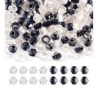 Bestewelry 2 Bags 200 pcs Glass Seed Beads Faceted Bicone Mini Pony Beads Crystal Loose Spacer Craft Bead for Friendship Bracelet Necklace Earring Jewelry Making, Black