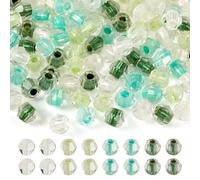 Bestewelry 2 Bags 200 pcs Glass Seed Beads Faceted Bicone Mini Pony Beads Crystal Loose Spacer Craft Bead for Friendship Bracelet Necklace Earring Jewelry Making, Medium Sea Green
