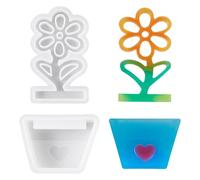 Bestewelry 2 pcs Flowerpot Plant UV Resin Mould Flower & Pot Silicone Resin Mold Resin Casting Molds for Epoxy Crafts Jewelry Making Decoration