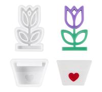 Bestewelry 2 pcs Flowerpot UV Resin Mould Flower & Pot Silicone Resin Mold Resin Casting Molds for Epoxy Crafts Jewelry Making Decoration