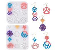 Bestewelry 2 pcs Paw Print Theme Silicone Resin Mold Cat Dog Feet Print 3D Making Keychain UV Resin Mould Silicone Jewellery Making Casting Molds for Epoxy Crafts Jewelry Making