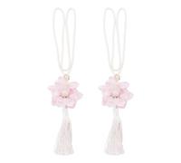 Bestewelry 2 pcs Pink Flower Curtain Tiebacks 610mm Flower Tie Backs for Curtains Adjustable Floral Tassel Curtain Holdbacks for Living Room Bedroom Wall Window Decoration