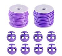 Bestewelry 2 Rolls 2mm 3mm PVC Tubular Synthetic Rubber Cord Round Tube Cords Strings with Plastic Cord Locks for Knitting Craft Holding Stitches Jewelry Making, Slate Blue