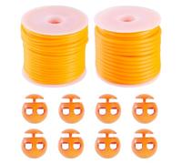 Bestewelry 2 Rolls 2mm 3mm PVC Tubular Synthetic Rubber Cord Round Tube Cords Strings with Plastic Cord Locks for Knitting Craft Holding Stitches Jewelry Making, Dark Orange