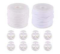 Bestewelry 2 Rolls Hollow Pipe Rubber Tube Cord 2mm 3mm Rubber Stitch Holders with Plastic Cord Locks for Jewelry Making Needle Point Protectors, White