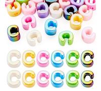 Bestewelry 20 Pcs Acrylic Letter European Beads UV Plating Opaque Letter Beads Large Hole Alphabet Bead Colorful Capital Letters Bead for Keychains Making Jewelry Crafts, C