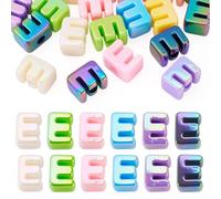 Bestewelry 20 Pcs Acrylic Letter European Beads UV Plating Opaque Letter Beads Large Hole Alphabet Bead Colorful Capital Letters Bead for Keychains Making Jewelry Crafts, E