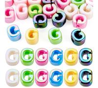 Bestewelry 20 Pcs Acrylic Letter European Beads UV Plating Opaque Letter Beads Large Hole Alphabet Bead Colorful Capital Letters Bead for Keychains Making Jewelry Crafts, G