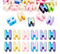 Bestewelry 20 Pcs Acrylic Letter European Beads UV Plating Opaque Letter Beads Large Hole Alphabet Bead Colorful Capital Letters Bead for Keychains Making Jewelry Crafts, H