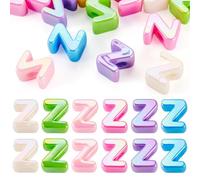 Bestewelry 20 Pcs Acrylic Letter European Beads UV Plating Opaque Letter Beads Large Hole Alphabet Bead Colorful Capital Letters Bead for Keychains Making Jewelry Crafts, Z