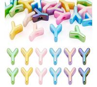 Bestewelry 20 Pcs Acrylic Letter European Beads UV Plating Opaque Letter Beads Large Hole Alphabet Bead Colorful Capital Letters Bead for Keychains Making Jewelry Crafts, Y