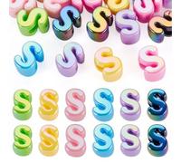 Bestewelry 20 Pcs Acrylic Letter European Beads UV Plating Opaque Letter Beads Large Hole Alphabet Bead Colorful Capital Letters Bead for Keychains Making Jewelry Crafts, S