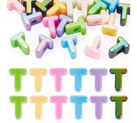 Bestewelry 20 Pcs Acrylic Letter European Beads UV Plating Opaque Letter Beads Large Hole Alphabet Bead Colorful Capital Letters Bead for Keychains Making Jewelry Crafts, T